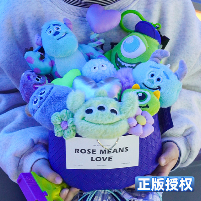 Monsters University Doll Bouquet Sullivan Blue Fur Monster Big Eyes Cartoon Doll for Boys and Children ຂອງຂວັນວັນເກີດ