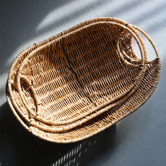 东南亚复古茶台水果盘餐厅客厅茶几塑料 家用零食筐小吃篮仿藤编