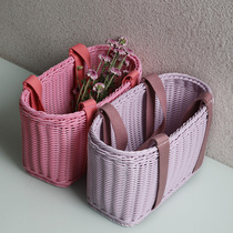 Minimalist plastic rattan choreography shopping basket Bathing Basket Handbag Bag Decorated Flower Basket Water Fruit Basket Picnic Basket Picnic Basket