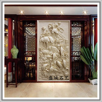 Sandstone Reliefs Carpe Leaping Gantry Art Background Wall Custom Sandstone Solid Mural Hotel Villa Landscape Renovation