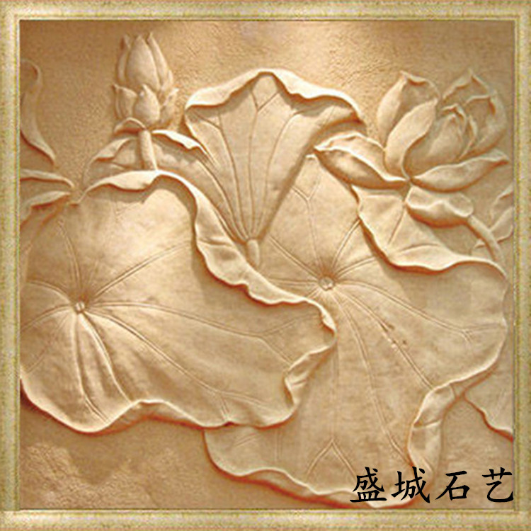 Sandstone European-style sculpture artificial sandstone relief lotus figure relief sandstone pillar pier flower pot large landscape fountain