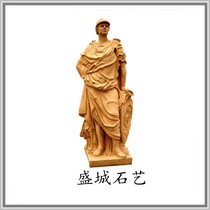 Shengcheng stone artists made sandstone sculptures of Roman warriors European-style reliefs urban garden landscapes large figure round sculptures