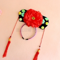 The grid hat headwear flag Head Childrens tourist souvenir performance princess hat Qing Dynasty national performance props hat