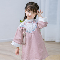 Childrens Hanfu girls Spring and Autumn new dress retro embroidery new female baby cheongsam
