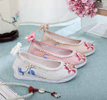 Womens ancient style embroidered shoes old Beijing cloth shoes autumn new ethnic style single shoes cloth shoes womens inner height Hanfu shoes
