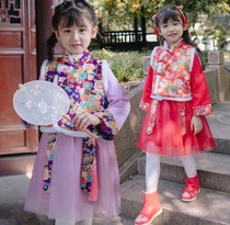Girl dress 2021 Winter new female baby gauze cheongsam dress Princess dress Chinese style plus velvet New Year dress