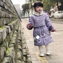 Girls Chinese style cheongsam winter plus cotton thickened childrens Hanfu costume retro improvement Republic of China Tang dress long sleeve skirt