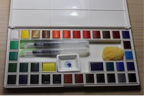  Marley 24-color solid watercolor pigment 36-color 48-color sketching transparent watercolor set Free fountain pen sponge