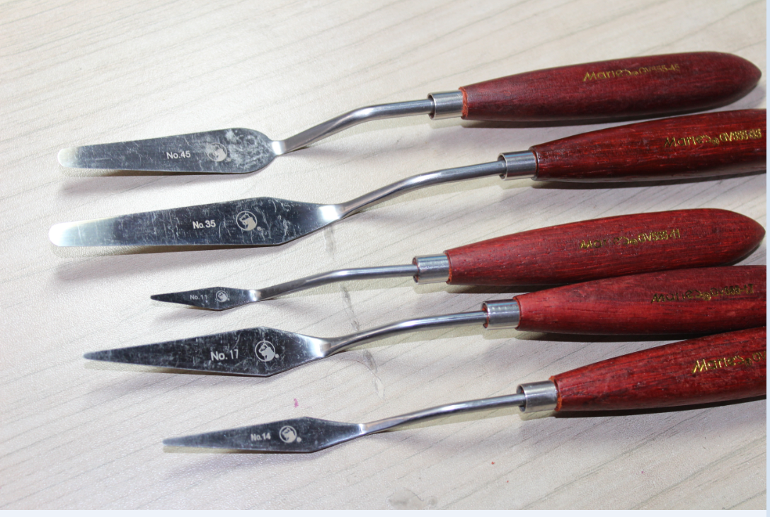 Marley Oil Painting Scraper Advanced Toning Knife Stainless Steel Oil Painting Knife Soft Scraper Red Wood GV555