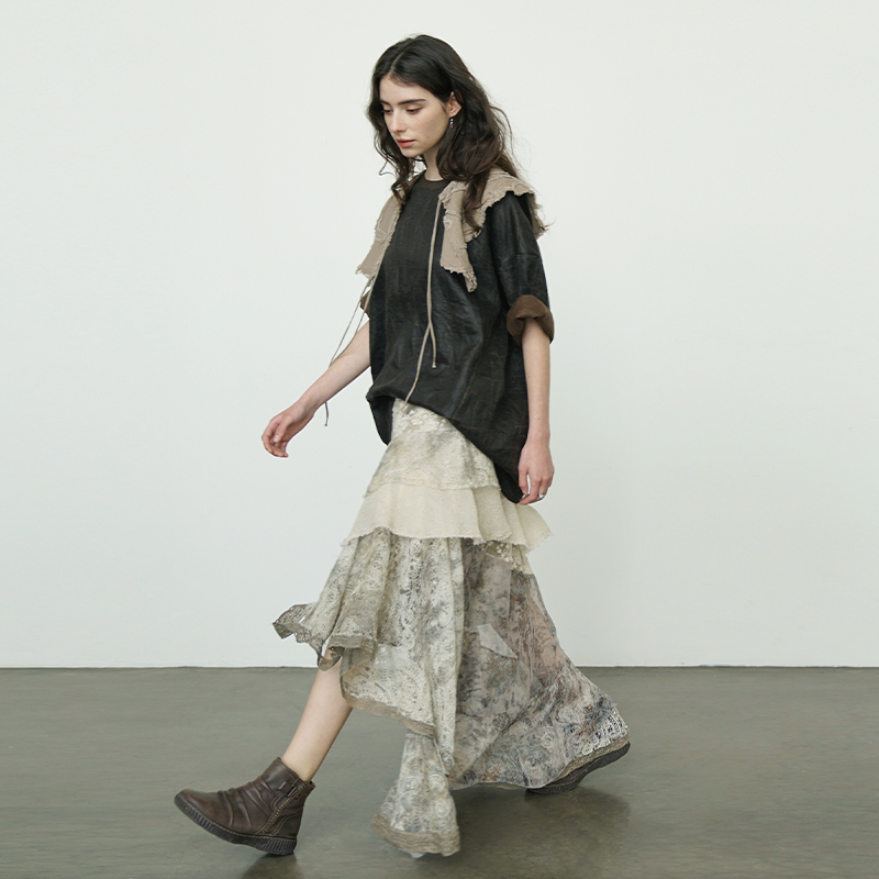 Irregular Heavy Embroidery Mesh Cake Skirt for Women, 2026 Spring/Summer New Chinese Style Half Skirt