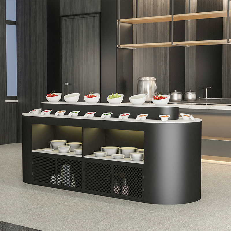 Fire Pot Shop Seasoning Table Seasoned Small Material Table Double Sided Arc Corner Sauce Table Dining Room Buffet Fruit Cool Vegetable Table Cabinet