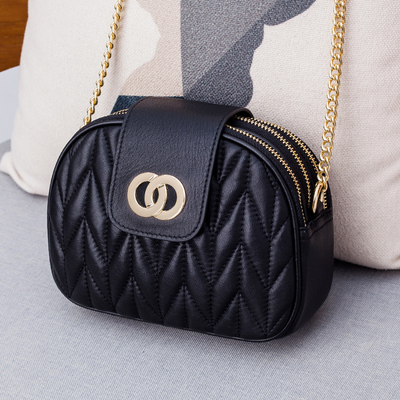 Hong Kong lightweight bag mobile phone bag female crossbody 2022 new fashion high-end leather small round bag chain shoulder bag