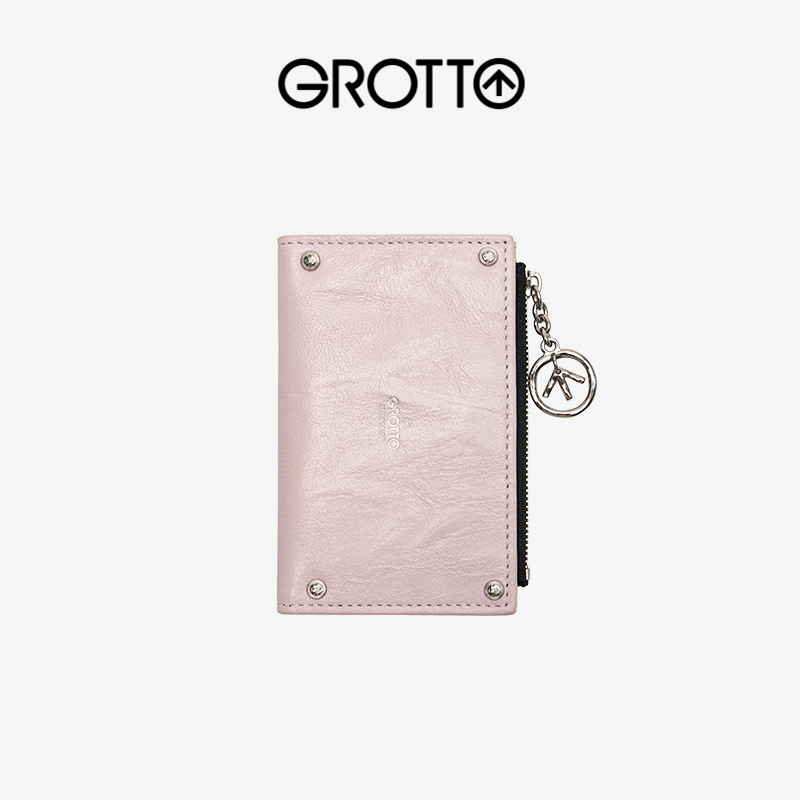 Grotto Genuine Vegetable-Tanned Sheepskin Leather Card Holder Wallet, Light Luxury Style for Men and Women