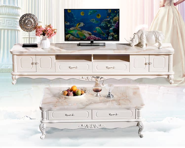 Bàn cà phê châu Âu kết hợp tủ bếp hiện đại tối giản chạm khắc rắn đặt đồ nội thất Jane phòng khách châu Âu tủ căn hộ nhỏ - Bộ đồ nội thất nội thất thông minh cho nhà nhỏ