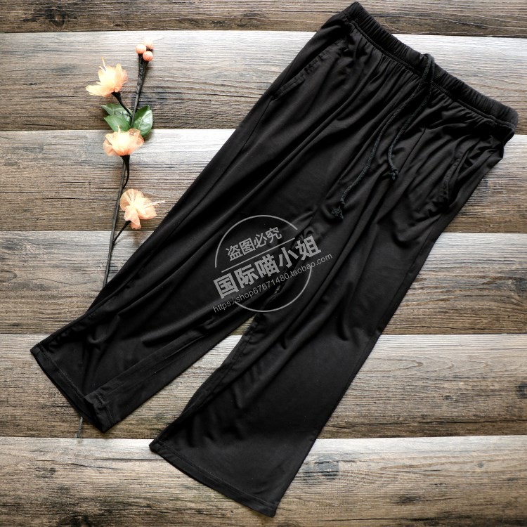 Mùa hè mỏng phần Modal nữ cắt quần quần pyjama kích thước lớn lỏng lẻo căng điều hòa thể thao và quần giải trí quần thể thao nam