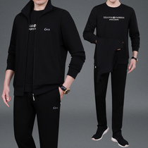 2020 Spring and Autumn new middle-aged and elderly sports suit mens sweater dad running three-piece Large size casual wear