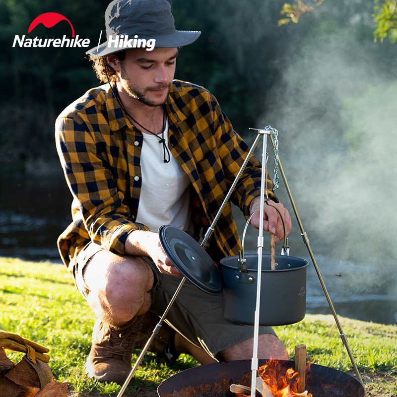 Picnic pot wild survival equipped with camping stove portable tripod outdoor ceiling cooker multi-functional folding frame