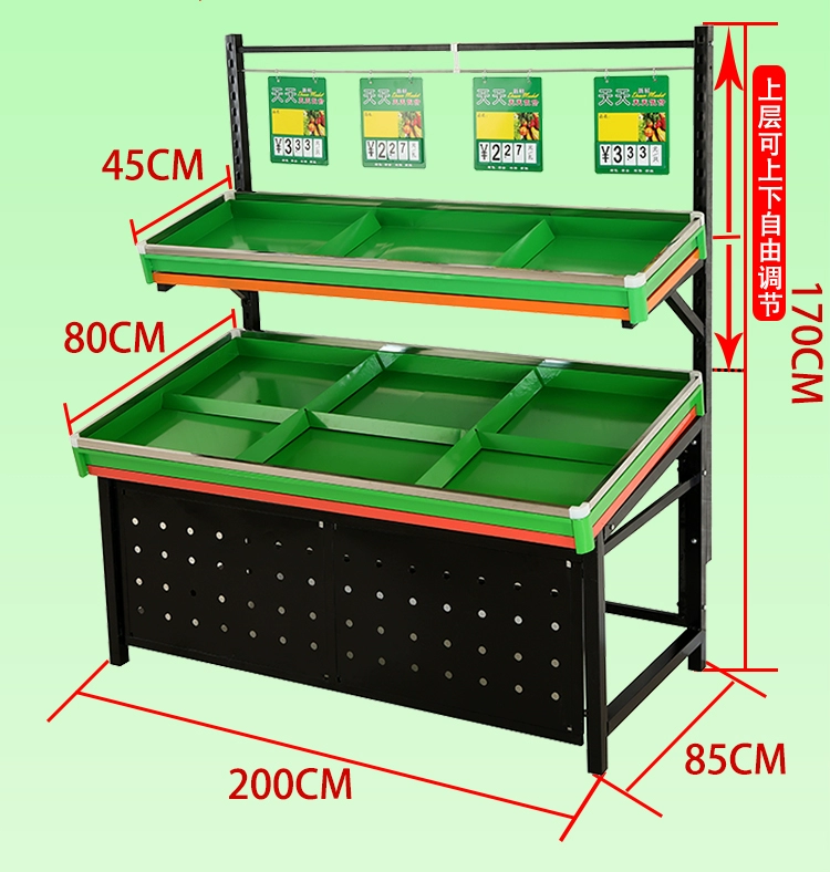 Siêu thị Kệ rau và trái cây Làm dày kệ rau và trái cây Kệ trái cây và rau Giá kệ rau và trái cây trưng bày - Kệ / Tủ trưng bày