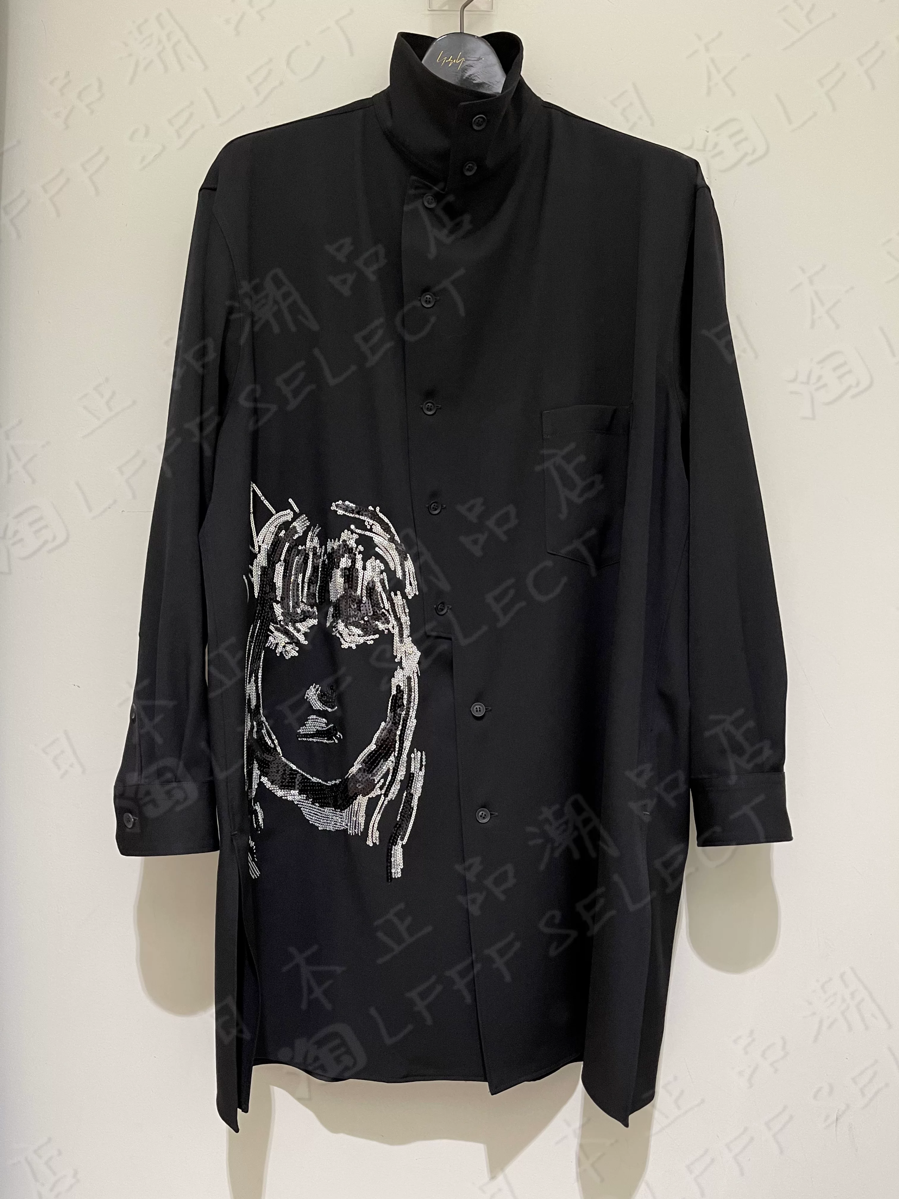 Японский агент по покупке Yohji Yamamoto 22SS wool RIE Miyazawa Aoi пайетки портретный узор рубашка