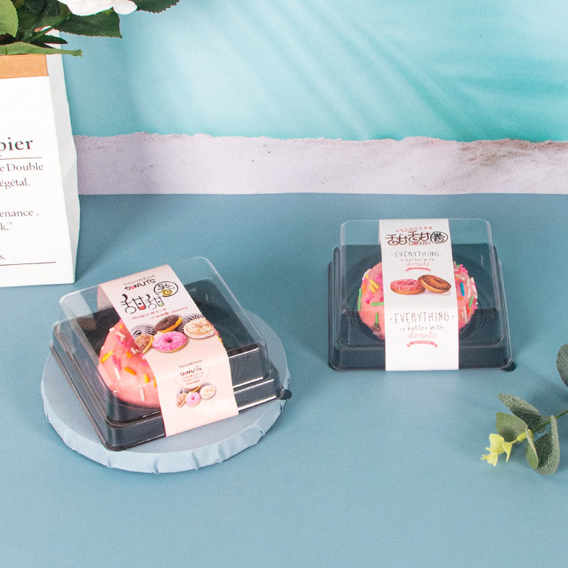 Single Donuts Packaging Boxes Moussi Dot Cake Box Meat Pine Bag Transparent Disposable Baking Refreshment Packaging Box