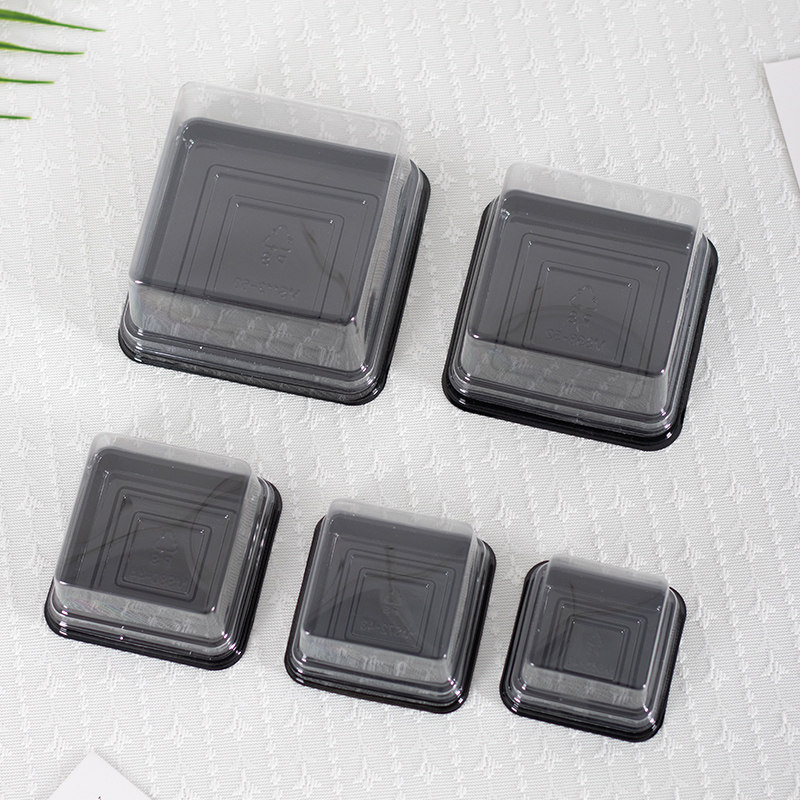 Square Ice Skin Mooncake Box Mooncake Tart Egg Yolk Souffle Suction Plastic Packaging Single Donut Plastic Packaging Box