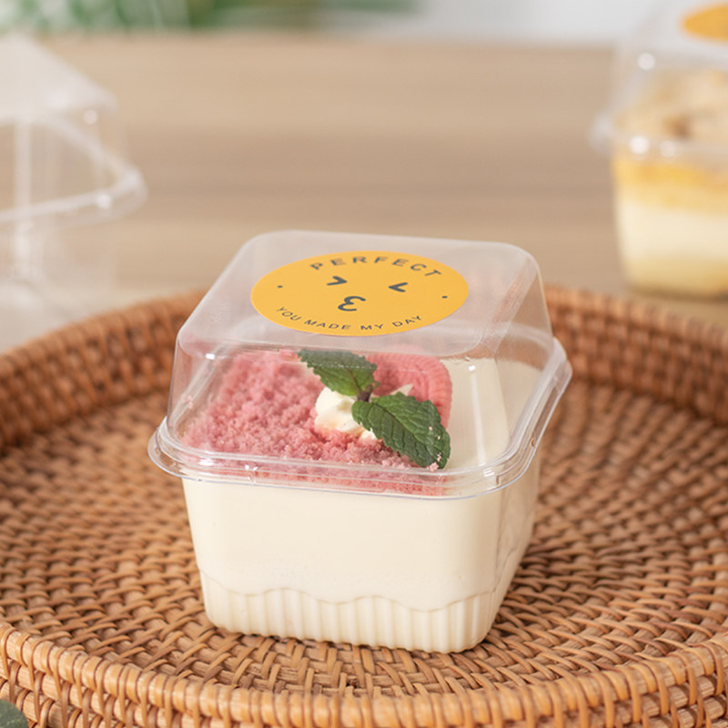 Square Wood Chaff Cup Sweet box Thousand Layers Cake Box Bean Milk Packaging Transparent Upscale West Point Fruit Bailing Box