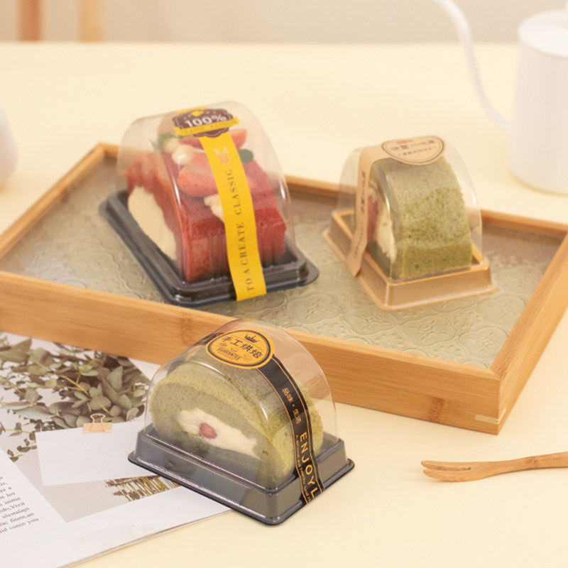 Swiss roll cake roll packaging box baking disposable cake box transparent plastic little West point cake packaging box