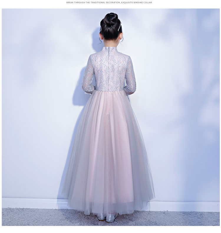 Mới Trung Quốc phong cách trẻ em ăn mặc công chúa catwalk piano guzheng trang phục cô gái nhỏ chủ trang phục váy đầm thu đông cao cấp bé gái