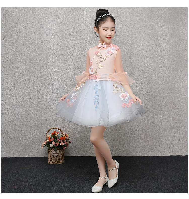 2018 trẻ em mới ăn mặc công chúa mẫu váy catwalk nhỏ chủ guzheng trang phục cô gái váy sinh nhật đồ vest bé trai