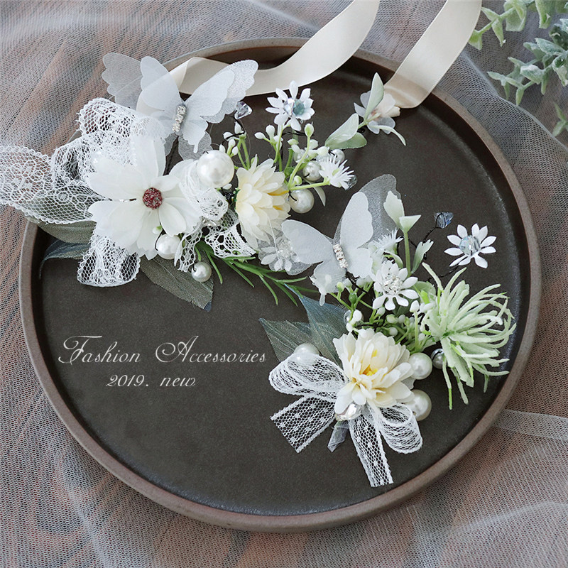 ins new beautiful Sen department wrist flower super fairy beauty butterfly wedding supplies creative gift handmade green plant corsage