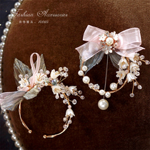 Small fresh lily of the valley bride and groom corsage brooch high-end sense knot wedding accessories Mori bridesmaid wrist flower bracelet