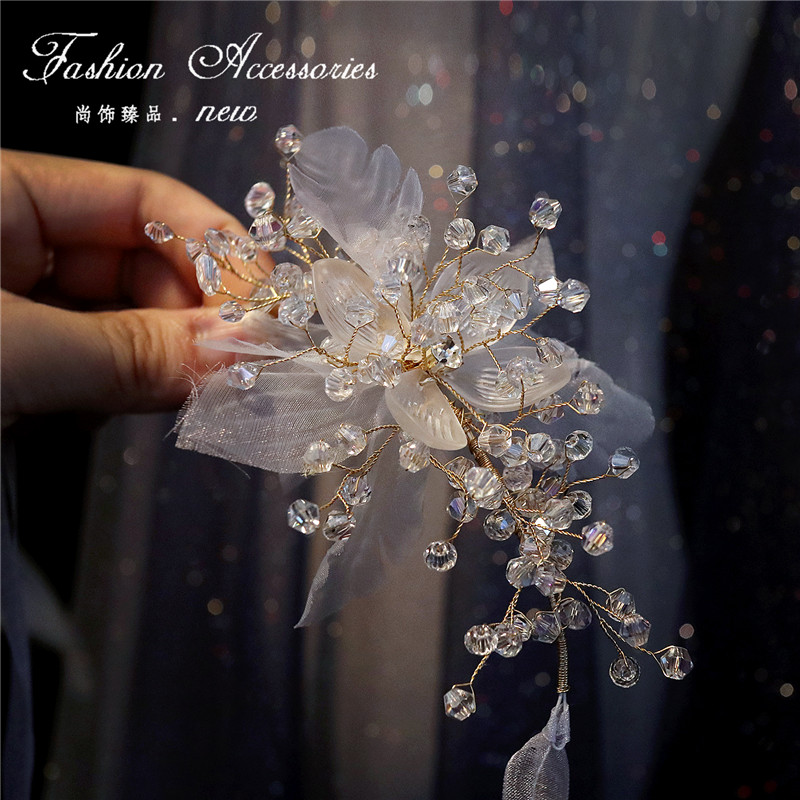 Original high-end bride wrist flower crystal wedding dress aesthetic wedding bridesmaid sister group hand flower wedding studio