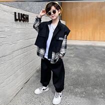 Boy shirt fake two-piece Machia CUHK boy boy long sleeve shirt casual sports handsome fashion two suits