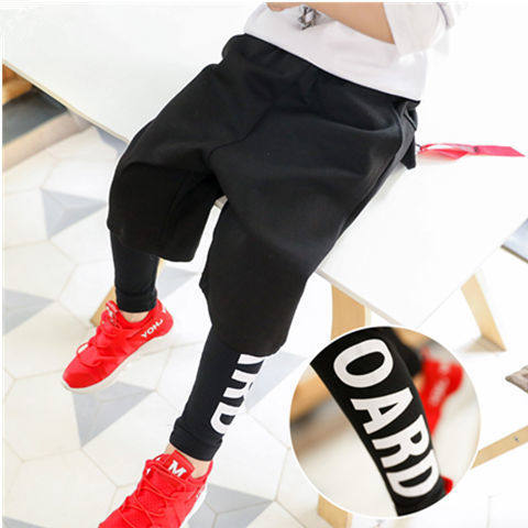 Boy's fake two pants thin children sports pants shorts Spring and autumn Nets pants baby hip hop street dance Harun pants