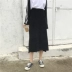 Mùa thu Hàn Quốc phụ nữ mỏng Hồng Kông hương vị chia váy váy eo cao hoang dã tự canh tác trong phần dài Một từ váy túi hip váy Váy
