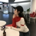 Áo len nữ mùa thu mới dài tay kiểu Hồng Kông thời trang nửa cổ cao màu sắc phù hợp với màu sắc kết hợp áo sơ mi mỏng áo len nữ công sở Áo / áo thun