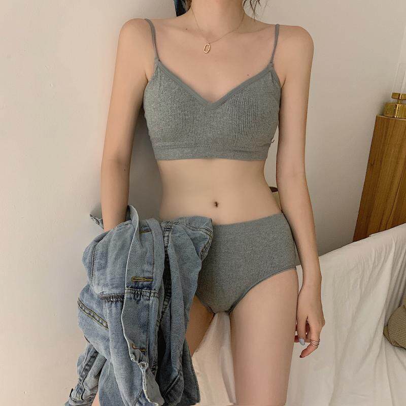 Simple girly underwear underwear small breasts gathered to close the pair of breasts on the thin sports bra set women's autumn