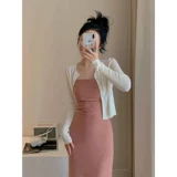 Черный шелковый трикотажный летний кардиган, платье-комбинация, куртка, накидка