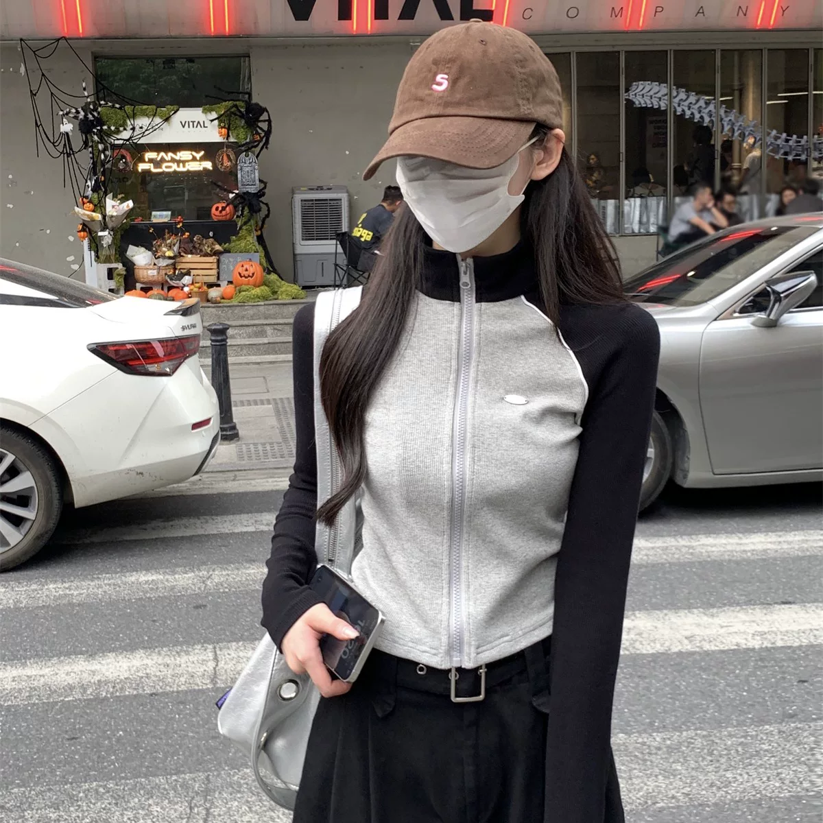 Весенний лонгслив с молнией, куртка, американский стиль, 2026 год, slim fit