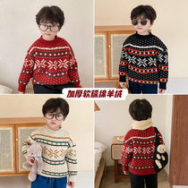 Children Christmas Snowflake Sweater 2020 Winter New National Style Soft Nuo Cashmere Boys Thickened Knitted base shirt