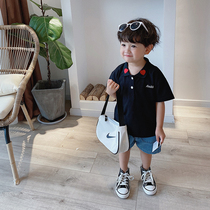 Childrens T-shirt short sleeve boys polo shirt cotton lapel embroidery tide Summer 2020 new thin white body shirt