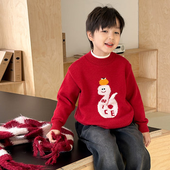 Boys thickened cashmere knitted sweater new year greetings Boys thickened cashmere knitted sweater new year greetings