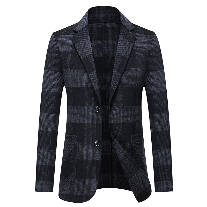 High-end Plaid West Suit Men's Business Sashimi Fashion Short And Bifacial Cashmere Coat Jacket Youth Casual Suit Tide-Taobao