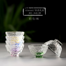 Crystal glass tea set teacup Japanese transparent kung fu hammer heat-resistant hexagonal small teacup mask for Buddha ghee Bowl