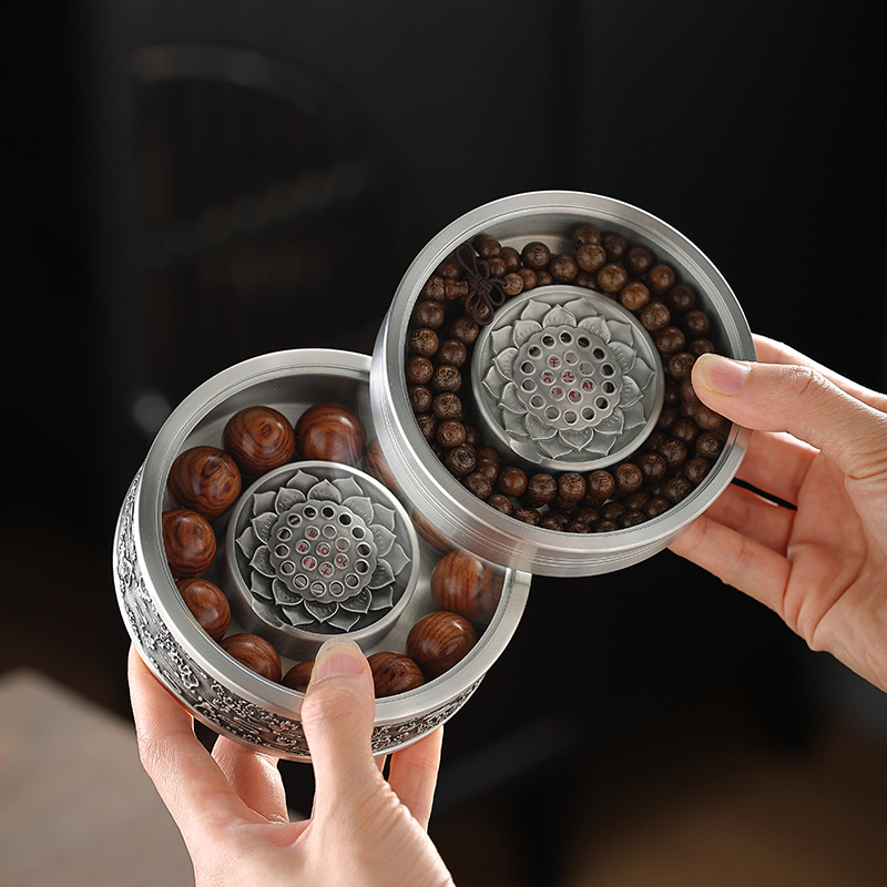 Tin Qinan Agarwood Bracelet Box Buddhist Beads Antique Imitation Pearl Box Tin Box Sealed Box High-End Collectible Artware Storage