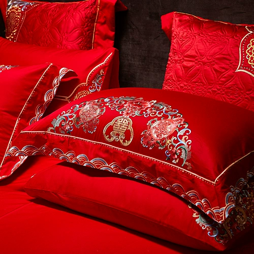 南方寝饰 Хлопковый комплект, хлопковая простыня, пододеяльник, покрывало, 4 предмета, с вышивкой