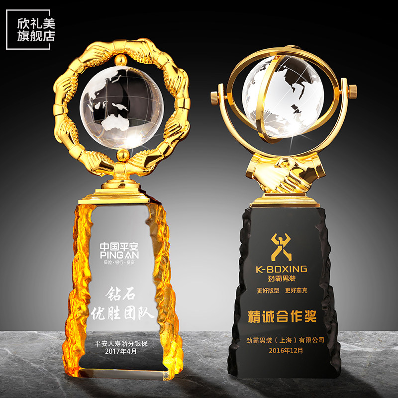 Metal Crystal Trophy Medal Custom Made Event Awards Honor Souvenir Teamwork Supplier Trophy