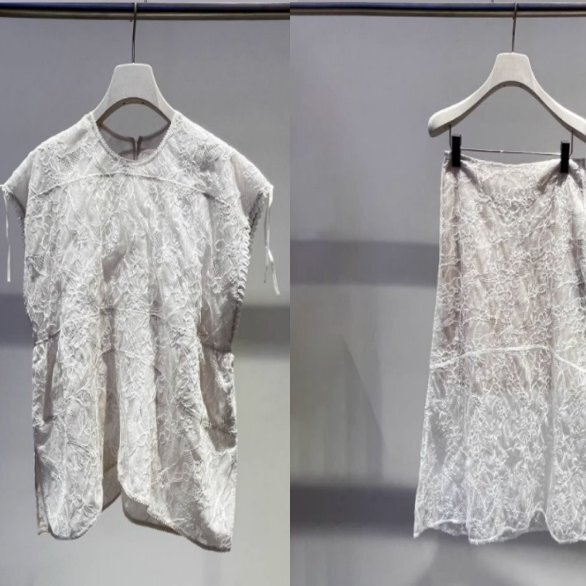 In Stock 2026 Summer New Heavy Embroidery Lace Shirt Hollow Lace Short-Sleeve Blouse Women's Skirt