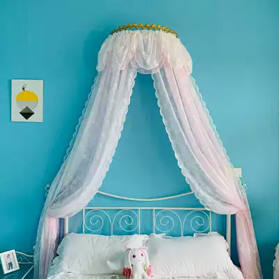 Nordic bed curtain ins Wind bedside decoration children bed Princess style European home bedroom Net red court mantle