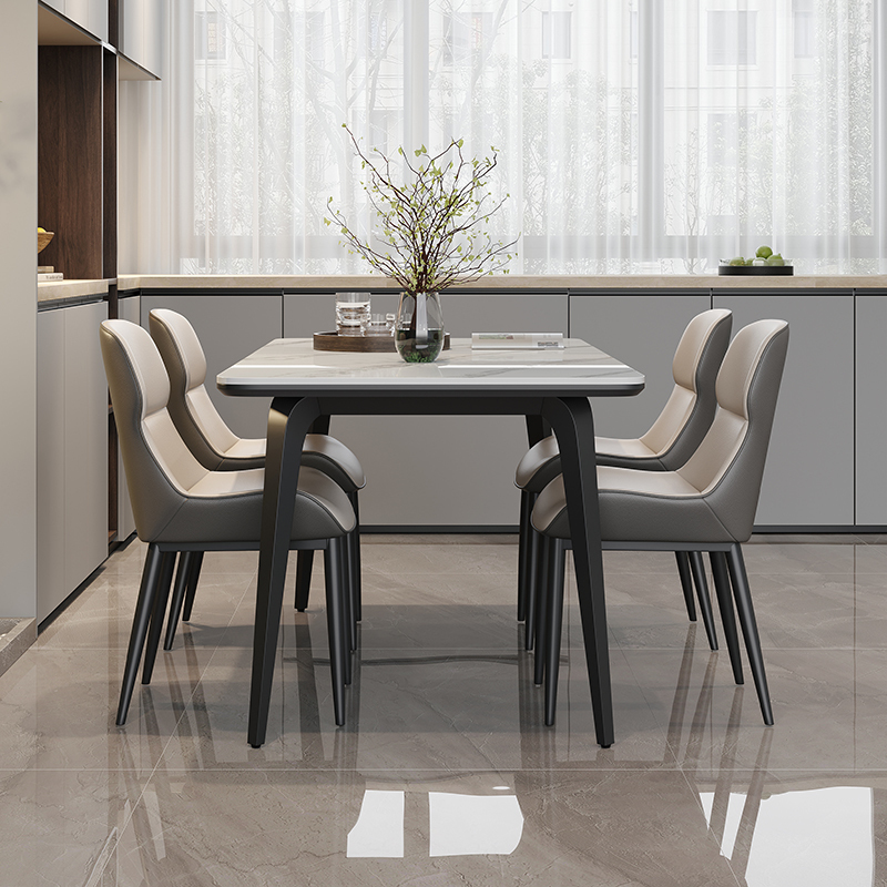 Italian-Style Light Luxury Slate Dining Table and Chairs for Home Use in Small Apartments, Modern Simple Rectangular Dining Table, Slate Table, Minimalist